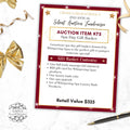 red and gold fancy auction basket sign template for fundraising events